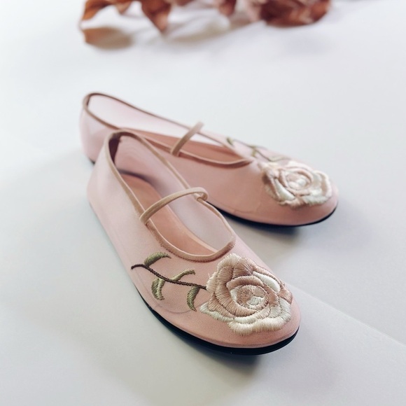 NEW Jeffrey Campbell Swan Flower Mesh Flats Pink - Picture 3 of 10